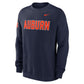 Auburn Navy Longsleeve Wordmark Crewneck