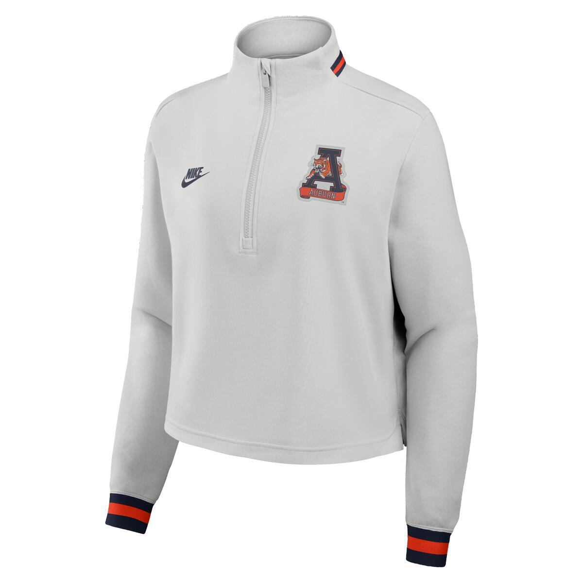 Women's Auburn White Nike Legacy Half Zip Photon Pullover