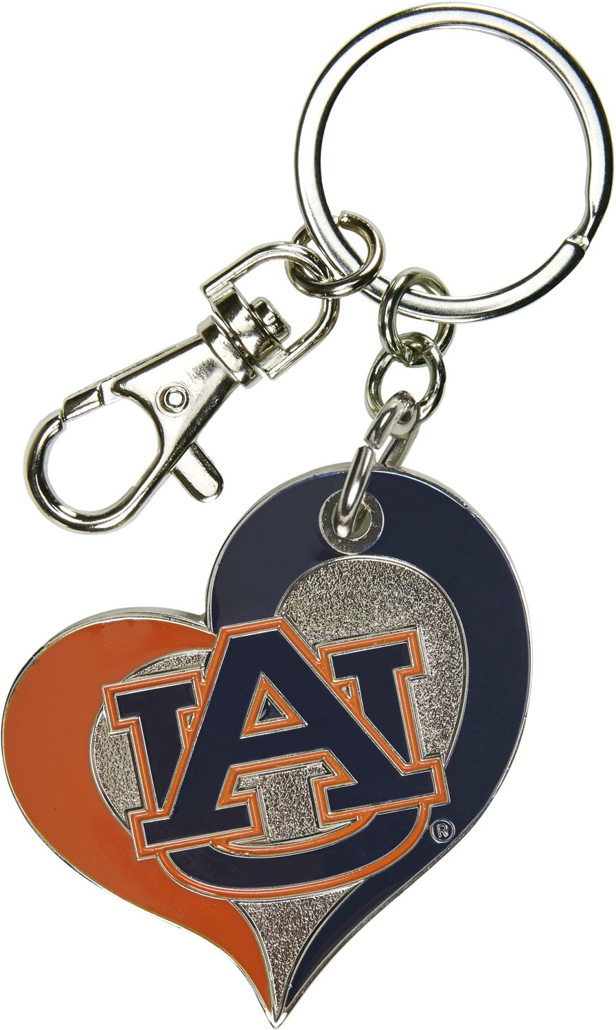 Auburn Navy & Orange Heart Keychain