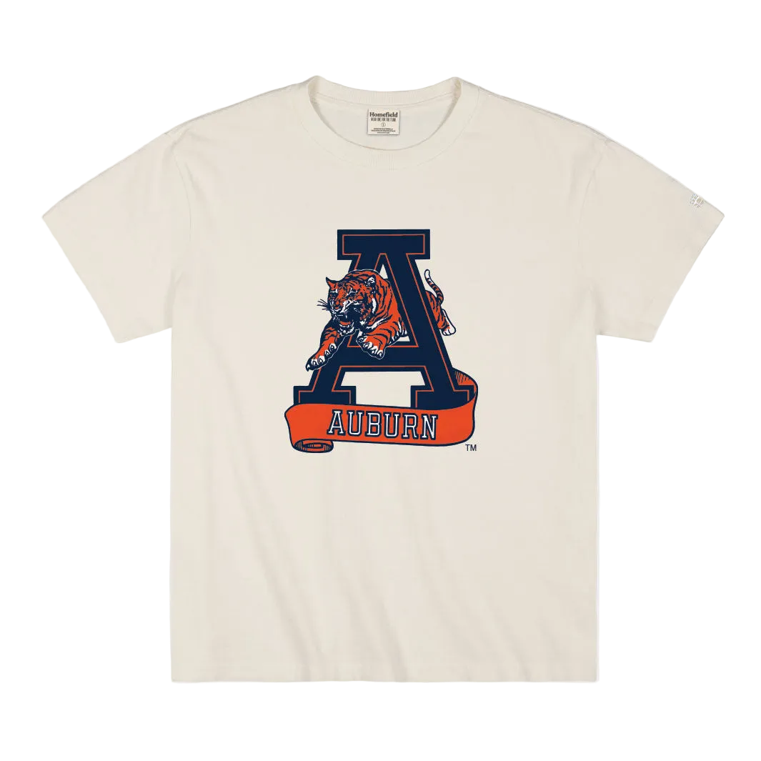 White Auburn Tigers Block A Heavyweight Tee