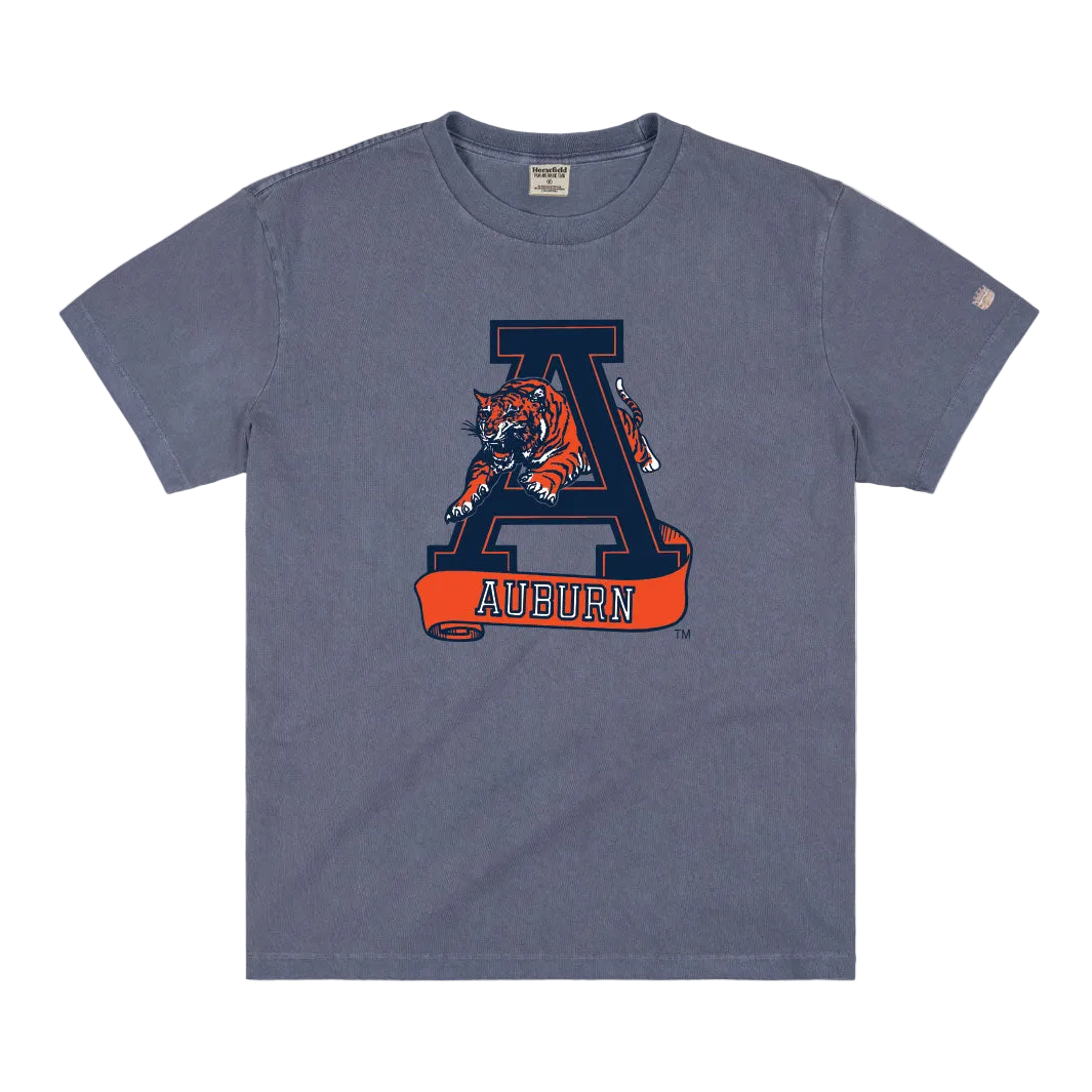 Navy Auburn Tigers Block A Heavyweight Tee